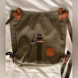 Army Green canvas convertible backpack bag